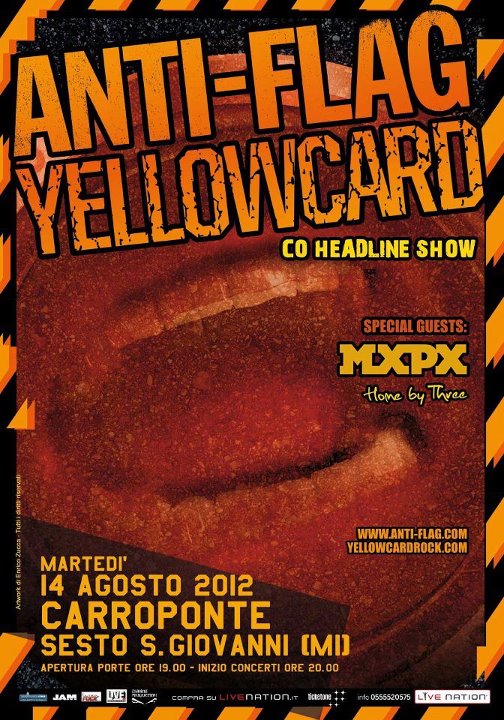 Yellowcard/Anti-Flag a Carroponte: orari dello show!