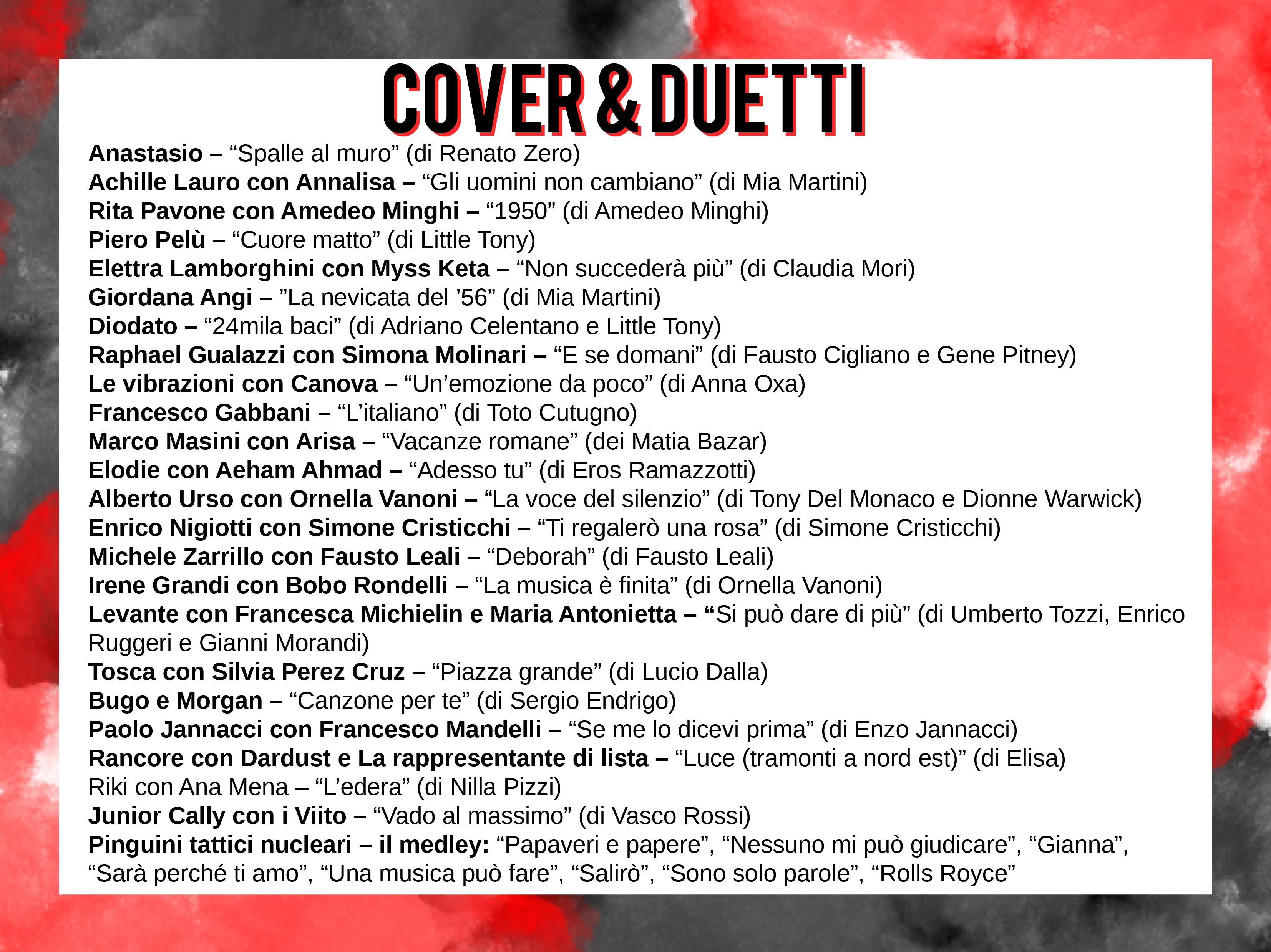 Festival di Sanremo - Cover e duetti